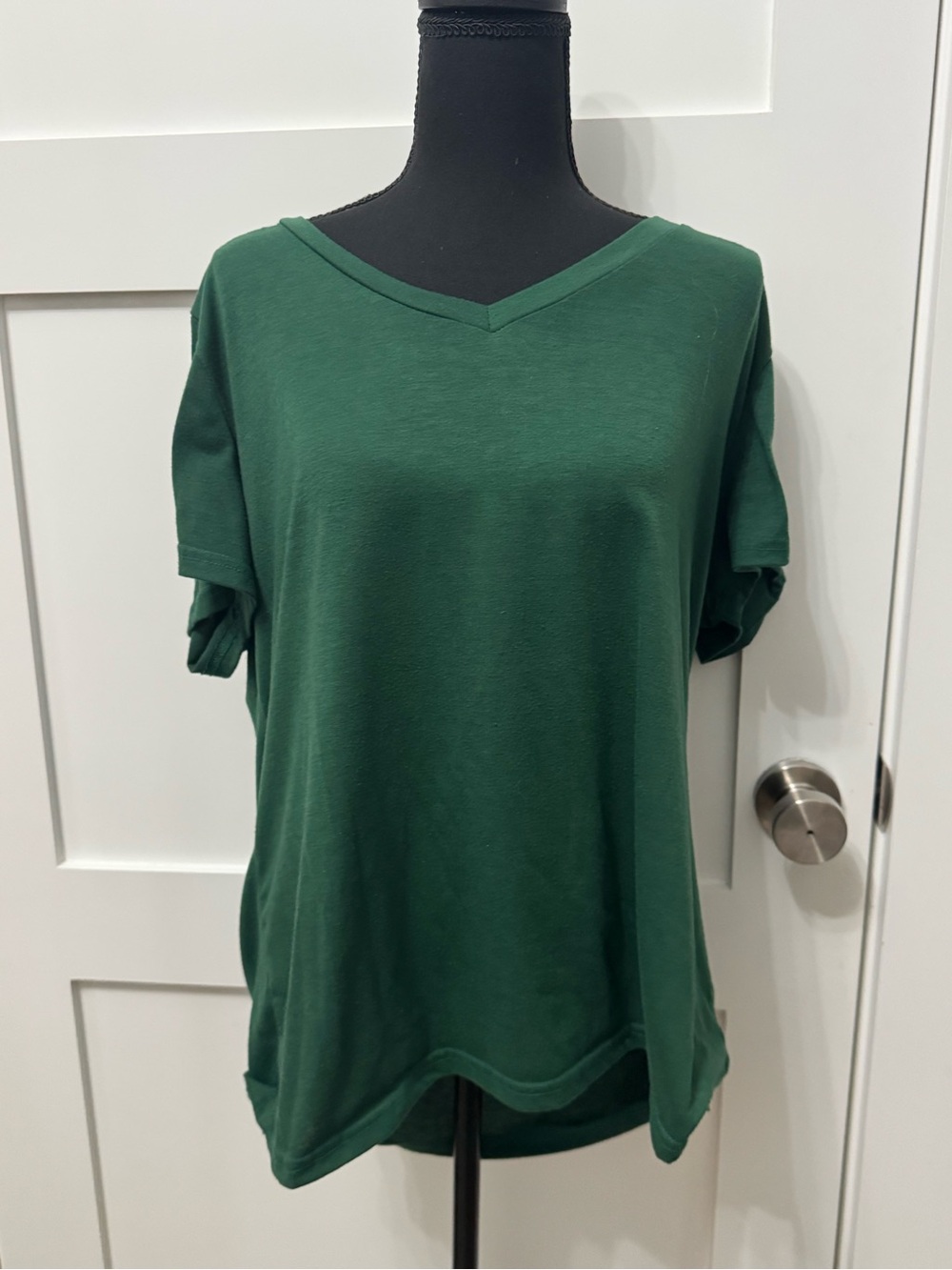 Women's Forest Green V-Neck Short Sleeve Tee